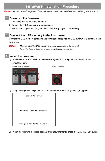 yamaha雅马哈Firmware Installation Guide for PSR-S970_S770_A3000